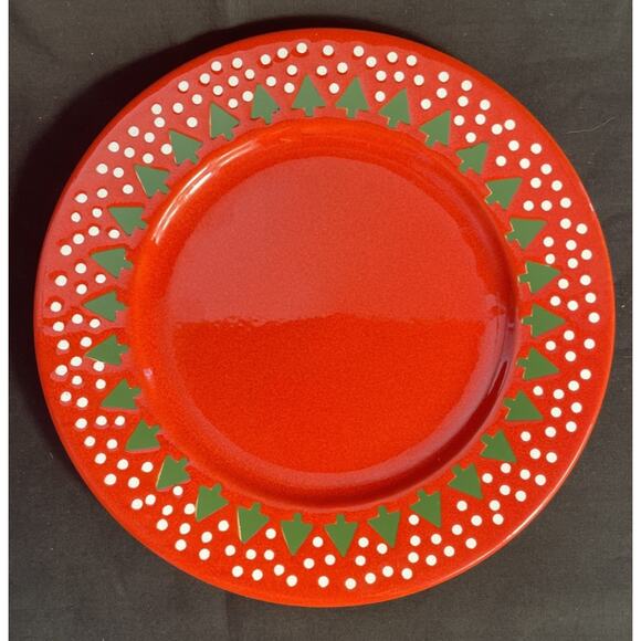 One (1) Waechtersbach Tree Snowflake Border Red Salad Plate - Picture 1 of 5